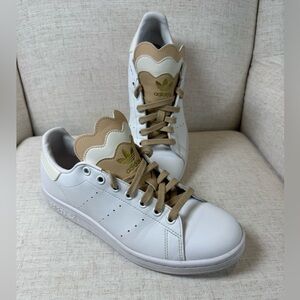Adidas Stan Smith White Pale Nude Primegreen Scallop Leather Shoes Women’s 8.5